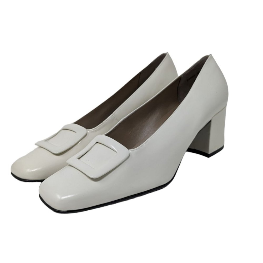 Apostrophe Nathaniel Block Square Toe Buckle Shoes Career Dress Loafers White 8M